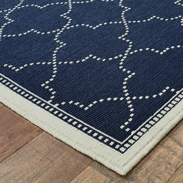 Oriental Weavers Marina Indoor/Outdoor Area Rug - Elegant High-contrast Design, Durable Polypropylene For Timeless Style Navy,Ivory Polypropylene M6025p160230st