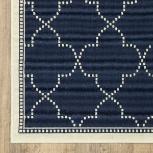 Oriental Weavers Marina Indoor/Outdoor Area Rug - Elegant High-contrast Design, Durable Polypropylene For Timeless Style Navy,Ivory Polypropylene M6025p160230st
