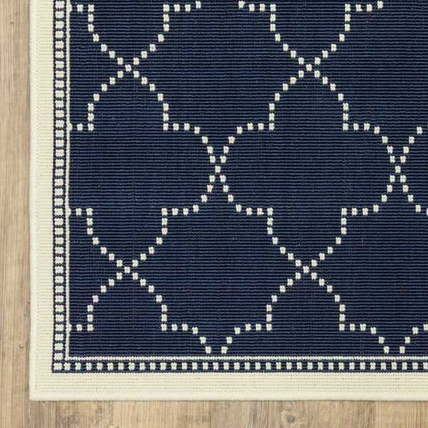 Oriental Weavers Marina Indoor/Outdoor Area Rug - Elegant High-contrast Design, Durable Polypropylene For Timeless Style Navy,Ivory Polypropylene M6025p160230st