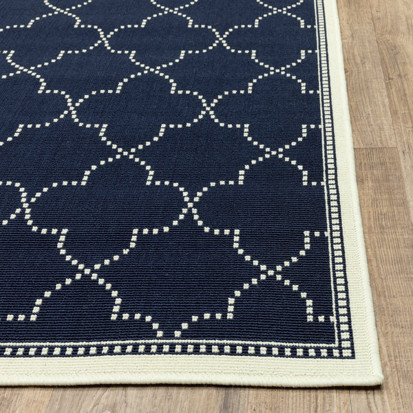 Oriental Weavers Marina Indoor/Outdoor Area Rug - Elegant High-contrast Design, Durable Polypropylene For Timeless Style Navy,Ivory Polypropylene M6025p160230st