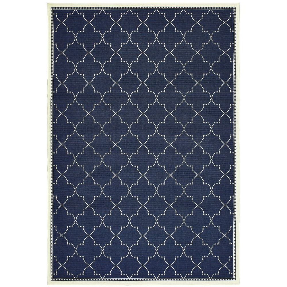 Oriental Weavers Marina Indoor/Outdoor Area Rug - Elegant High-contrast Design, Durable Polypropylene For Timeless Style Navy,Ivory Polypropylene M6025p160230st