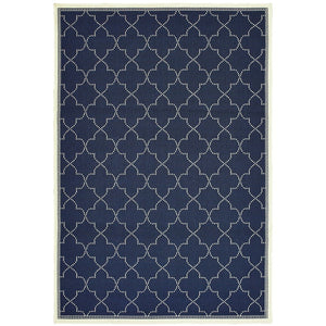 Oriental Weavers Marina Indoor/Outdoor Area Rug - Elegant High-contrast Design, Durable Polypropylene For Timeless Style Navy,Ivory Polypropylene M6025p160230st