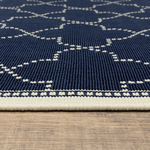 Oriental Weavers Marina Indoor/Outdoor Area Rug - Elegant High-contrast Design, Durable Polypropylene For Timeless Style Navy,Ivory Polypropylene M6025p160230st
