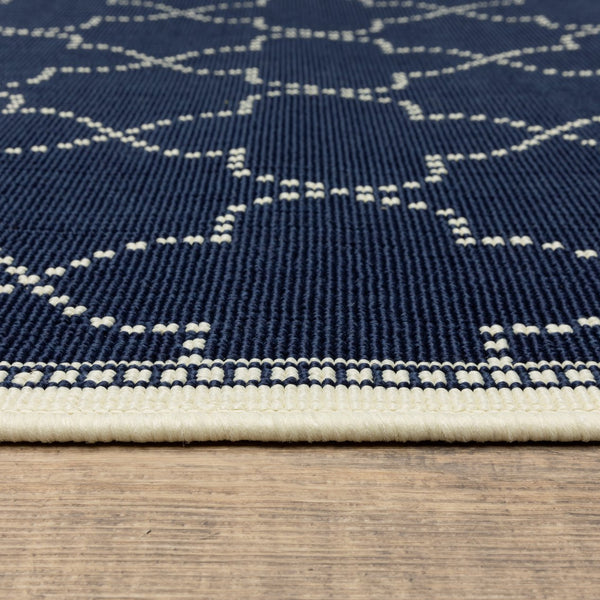 Oriental Weavers Marina Indoor/Outdoor Area Rug - Elegant High-contrast Design, Durable Polypropylene For Timeless Style Navy,Ivory Polypropylene M6025p160230st
