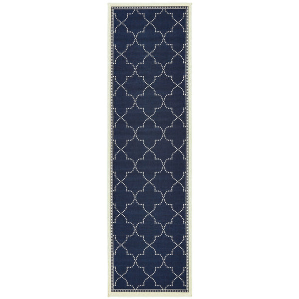 Oriental Weavers Marina Indoor/Outdoor Area Rug - Elegant High-contrast Design, Durable Polypropylene For Timeless Style Navy,Ivory Polypropylene M6025p067230st