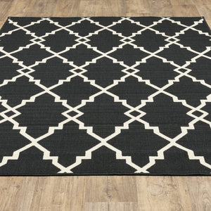 Oriental Weavers Marina Elegant Indoor/Outdoor Area Rug - Timeless Design With Classic Neutral Palette For Your Space Black,Ivory Polypropylene M7763k200290st