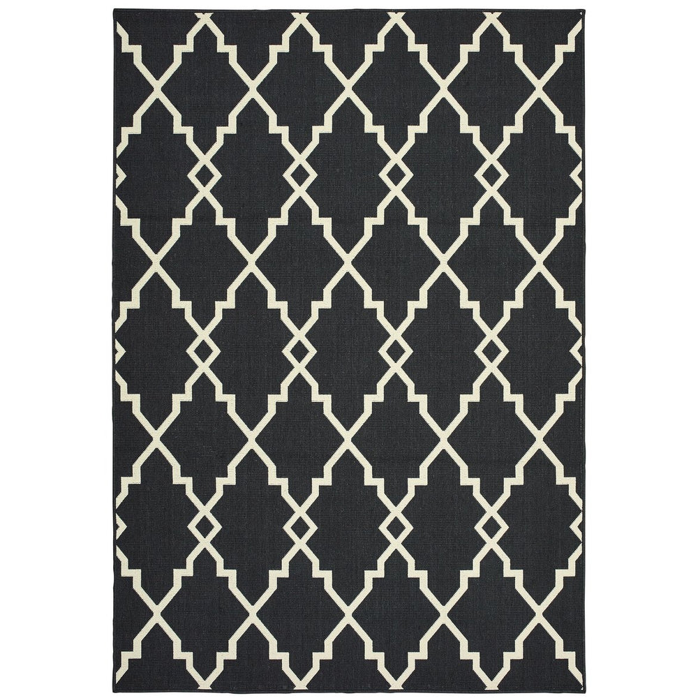 Oriental Weavers Marina Elegant Indoor/Outdoor Area Rug - Timeless Design With Classic Neutral Palette For Your Space Black,Ivory Polypropylene M7763k200290st
