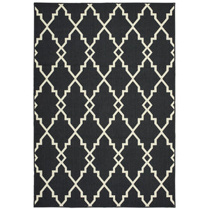 Oriental Weavers Marina Elegant Indoor/Outdoor Area Rug - Timeless Design With Classic Neutral Palette For Your Space Black,Ivory Polypropylene M7763k200290st
