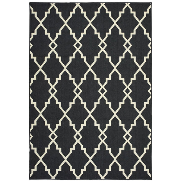Oriental Weavers Marina Elegant Indoor/Outdoor Area Rug - Timeless Design With Classic Neutral Palette For Your Space Black,Ivory Polypropylene M7763k200290st