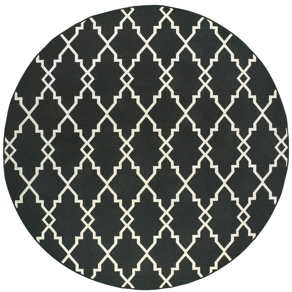 Oriental Weavers Marina Elegant Indoor/Outdoor Area Rug - Timeless Design With Classic Neutral Palette For Your Space Black,Ivory Polypropylene M7763k240rdst