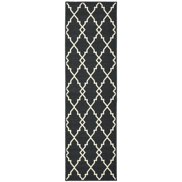 Oriental Weavers Marina Elegant Indoor/Outdoor Area Rug - Timeless Design With Classic Neutral Palette For Your Space Black,Ivory Polypropylene M7763k067230st
