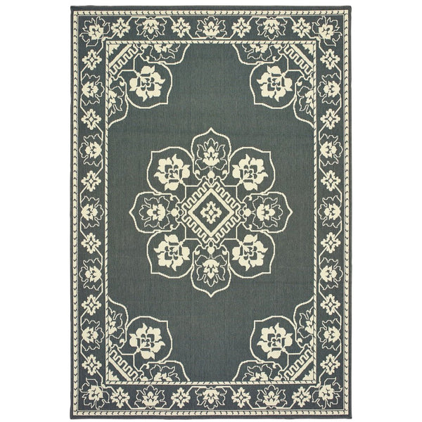 Oriental Weavers Marina Indoor/Outdoor Area Rug - Elegant Neutral Palette With Timeless Patterns For Any Space Grey,Ivory Polypropylene M7764e240330st