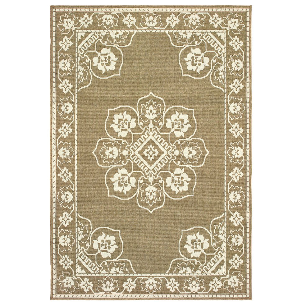 Oriental Weavers Marina Indoor/Outdoor Area Rug With Timeless Geometric Patterns In Neutral Colors For Any Space Tan,Ivory Polypropylene M7764j200290st