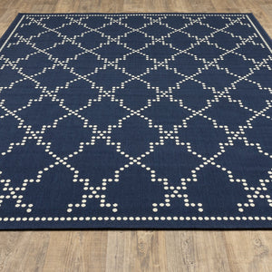 Oriental Weavers Marina Elegant Indoor/Outdoor Area Rug - Timeless Design With Classic Patterns And Neutral Palette Navy,Ivory Polypropylene M7765b240330st