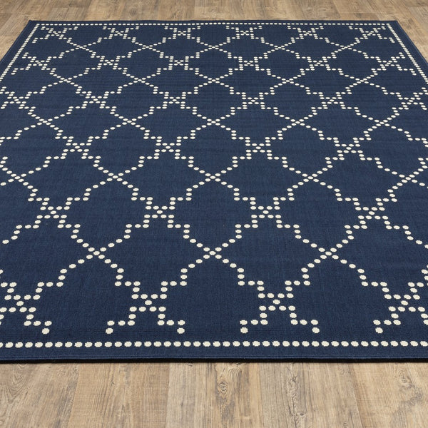 Oriental Weavers Marina Elegant Indoor/Outdoor Area Rug - Timeless Design With Classic Patterns And Neutral Palette Navy,Ivory Polypropylene M7765b240330st