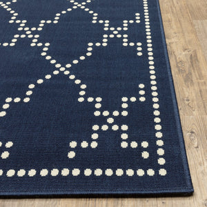 Oriental Weavers Marina Elegant Indoor/Outdoor Area Rug - Timeless Design With Classic Patterns And Neutral Palette Navy,Ivory Polypropylene M7765b240330st