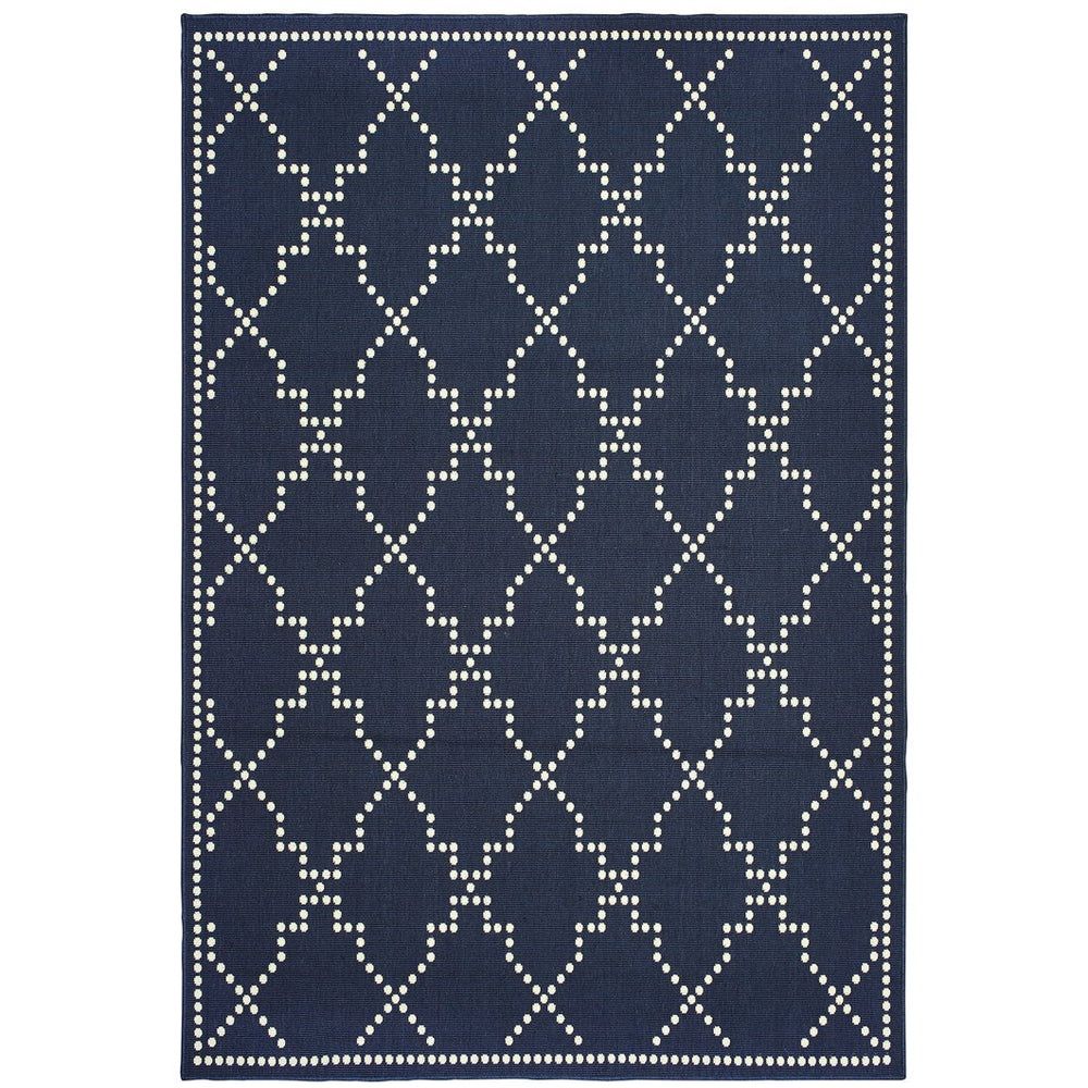 Oriental Weavers Marina Elegant Indoor/Outdoor Area Rug - Timeless Design With Classic Patterns And Neutral Palette Navy,Ivory Polypropylene M7765b240330st