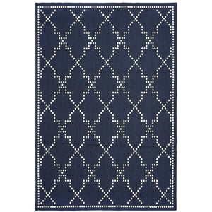 Oriental Weavers Marina Elegant Indoor/Outdoor Area Rug - Timeless Design With Classic Patterns And Neutral Palette Navy,Ivory Polypropylene M7765b240330st