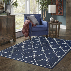 Oriental Weavers Marina Elegant Indoor/Outdoor Area Rug - Timeless Design With Classic Patterns And Neutral Palette Navy,Ivory Polypropylene M7765b240330st