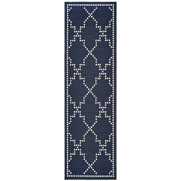 Oriental Weavers Marina Elegant Indoor/Outdoor Area Rug - Timeless Design With Classic Patterns And Neutral Palette Navy,Ivory Polypropylene M7765b067230st