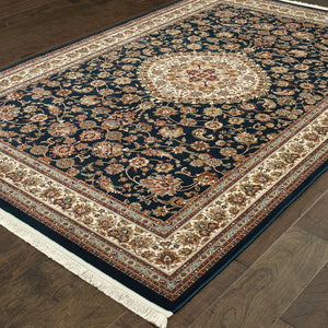 Oriental Weavers Masterpiece Indoor Area Rug - Timeless Persian Patterns With Luxurious Polypropylene Pile For Elegance Dark Blue,Ivory Polypropylene M033b2117165st