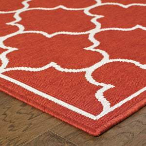 Oriental Weavers Meridian Vibrant Indoor/Outdoor Area Rug With Geometric Patterns - Elevate Your Space Today! Red,Ivory Polypropylene M1295r240330st