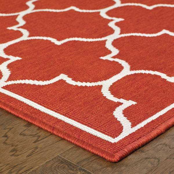 Oriental Weavers Meridian Vibrant Indoor/Outdoor Area Rug With Geometric Patterns - Elevate Your Space Today! Red,Ivory Polypropylene M1295r240330st