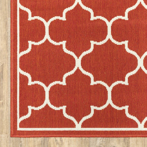 Oriental Weavers Meridian Vibrant Indoor/Outdoor Area Rug With Geometric Patterns - Elevate Your Space Today! Red,Ivory Polypropylene M1295r240330st