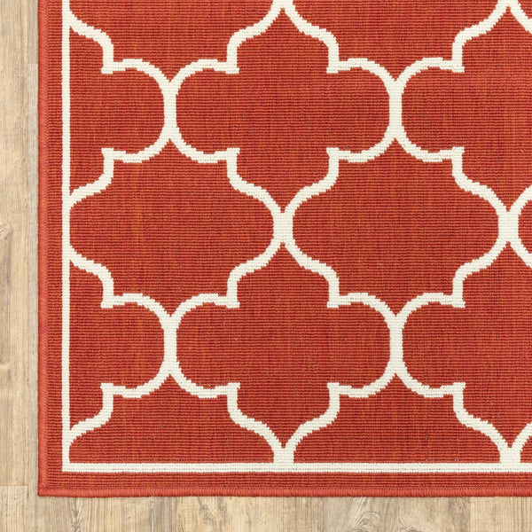 Oriental Weavers Meridian Vibrant Indoor/Outdoor Area Rug With Geometric Patterns - Elevate Your Space Today! Red,Ivory Polypropylene M1295r240330st