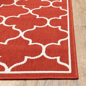 Oriental Weavers Meridian Vibrant Indoor/Outdoor Area Rug With Geometric Patterns - Elevate Your Space Today! Red,Ivory Polypropylene M1295r240330st