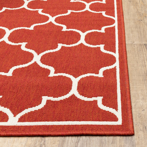 Oriental Weavers Meridian Vibrant Indoor/Outdoor Area Rug With Geometric Patterns - Elevate Your Space Today! Red,Ivory Polypropylene M1295r240330st