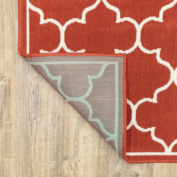 Oriental Weavers Meridian Vibrant Indoor/Outdoor Area Rug With Geometric Patterns - Elevate Your Space Today! Red,Ivory Polypropylene M1295r240330st