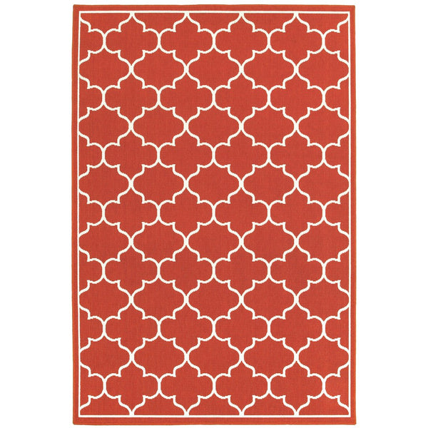 Oriental Weavers Meridian Vibrant Indoor/Outdoor Area Rug With Geometric Patterns - Elevate Your Space Today! Red,Ivory Polypropylene M1295r240330st