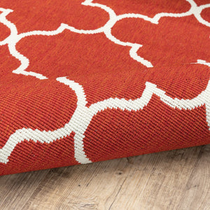 Oriental Weavers Meridian Vibrant Indoor/Outdoor Area Rug With Geometric Patterns - Elevate Your Space Today! Red,Ivory Polypropylene M1295r240330st