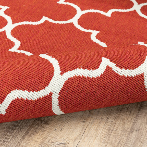 Oriental Weavers Meridian Vibrant Indoor/Outdoor Area Rug With Geometric Patterns - Elevate Your Space Today! Red,Ivory Polypropylene M1295r240330st