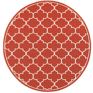 Oriental Weavers Meridian Vibrant Indoor/Outdoor Area Rug With Geometric Patterns - Elevate Your Space Today! Red,Ivory Polypropylene M1295r240rdst