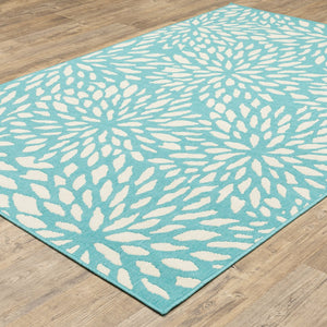 Oriental Weavers Meridian Indoor/Outdoor Area Rug – Vibrant Geometric Pattern For Stunning Home Décor Enhancements Blue,Ivory Polypropylene M1506l110170st