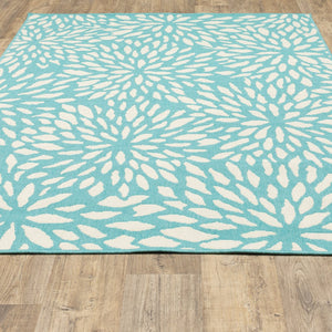 Oriental Weavers Meridian Indoor/Outdoor Area Rug – Vibrant Geometric Pattern For Stunning Home Décor Enhancements Blue,Ivory Polypropylene M1506l110170st