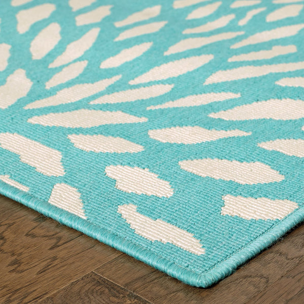 Oriental Weavers Meridian Indoor/Outdoor Area Rug – Vibrant Geometric Pattern For Stunning Home Décor Enhancements Blue,Ivory Polypropylene M1506l110170st