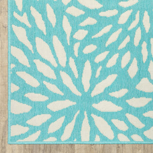Oriental Weavers Meridian Indoor/Outdoor Area Rug – Vibrant Geometric Pattern For Stunning Home Décor Enhancements Blue,Ivory Polypropylene M1506l110170st
