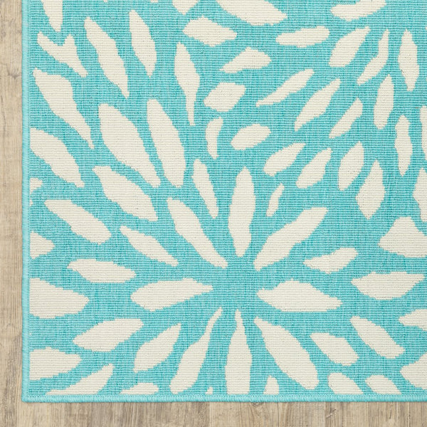 Oriental Weavers Meridian Indoor/Outdoor Area Rug – Vibrant Geometric Pattern For Stunning Home Décor Enhancements Blue,Ivory Polypropylene M1506l110170st