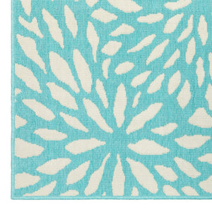 Oriental Weavers Meridian Indoor/Outdoor Area Rug – Vibrant Geometric Pattern For Stunning Home Décor Enhancements Blue,Ivory Polypropylene M1506l110170st