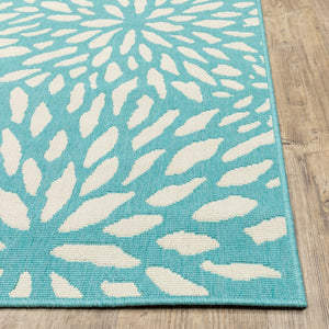 Oriental Weavers Meridian Indoor/Outdoor Area Rug – Vibrant Geometric Pattern For Stunning Home Décor Enhancements Blue,Ivory Polypropylene M1506l110170st