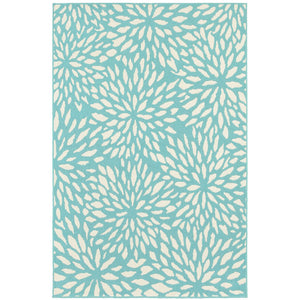 Oriental Weavers Meridian Indoor/Outdoor Area Rug – Vibrant Geometric Pattern For Stunning Home Décor Enhancements Blue,Ivory Polypropylene M1506l110170st