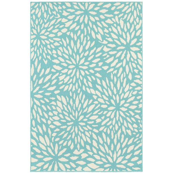 Oriental Weavers Meridian Indoor/Outdoor Area Rug – Vibrant Geometric Pattern For Stunning Home Décor Enhancements Blue,Ivory Polypropylene M1506l110170st