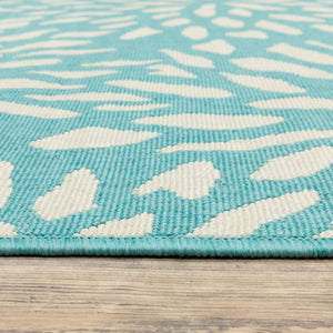 Oriental Weavers Meridian Indoor/Outdoor Area Rug – Vibrant Geometric Pattern For Stunning Home Décor Enhancements Blue,Ivory Polypropylene M1506l110170st