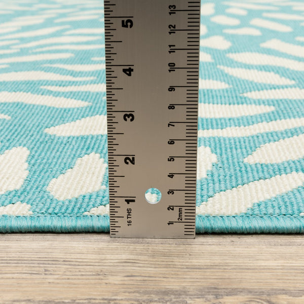 Oriental Weavers Meridian Indoor/Outdoor Area Rug – Vibrant Geometric Pattern For Stunning Home Décor Enhancements Blue,Ivory Polypropylene M1506l110170st