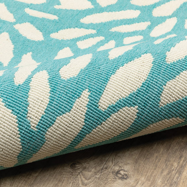 Oriental Weavers Meridian Indoor/Outdoor Area Rug – Vibrant Geometric Pattern For Stunning Home Décor Enhancements Blue,Ivory Polypropylene M1506l110170st