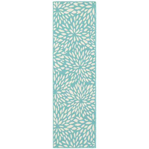 Oriental Weavers Meridian Indoor/Outdoor Area Rug – Vibrant Geometric Pattern For Stunning Home Décor Enhancements Blue,Ivory Polypropylene M1506l068230st