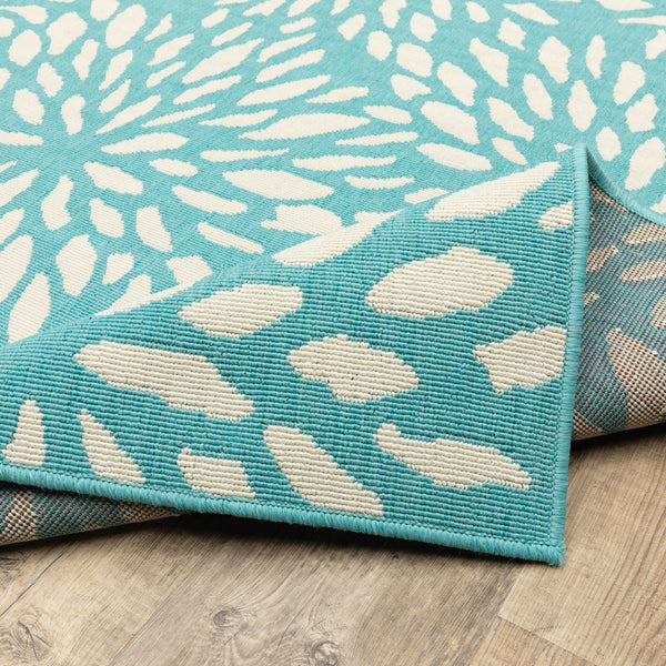 Oriental Weavers Meridian Indoor/Outdoor Area Rug – Vibrant Geometric Pattern For Stunning Home Décor Enhancements Blue,Ivory Polypropylene M1506l110170st